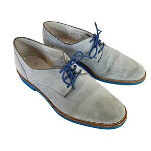 Frau Men’s 39 US Sz 6  Gray Suede Derby Lace Up Shoes Blue Eco Soles and Laces